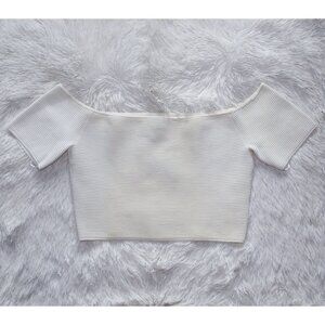 White Kendall & Kylie ribbed top